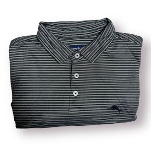Tommy Bahama Men’s XL Shirt‎ Striped Golf Polo Minimalist Gray Lightweight